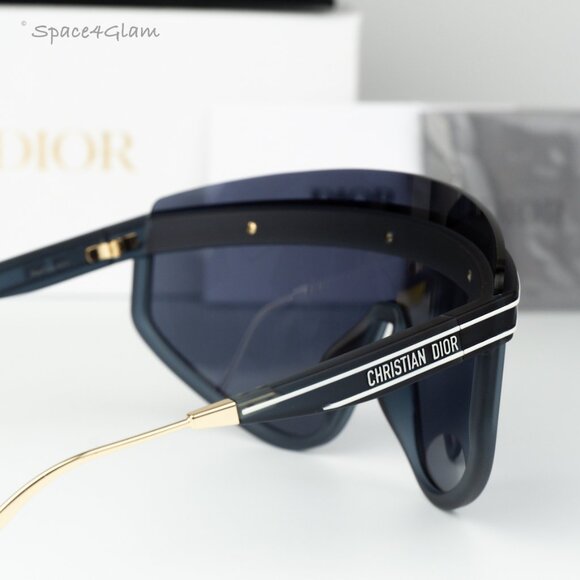 Dior Women Sunglasses Navy Blue Silver Mirror Blue Mask DIORCLUB M2U 31B7 NEW - Picture 5 of 9